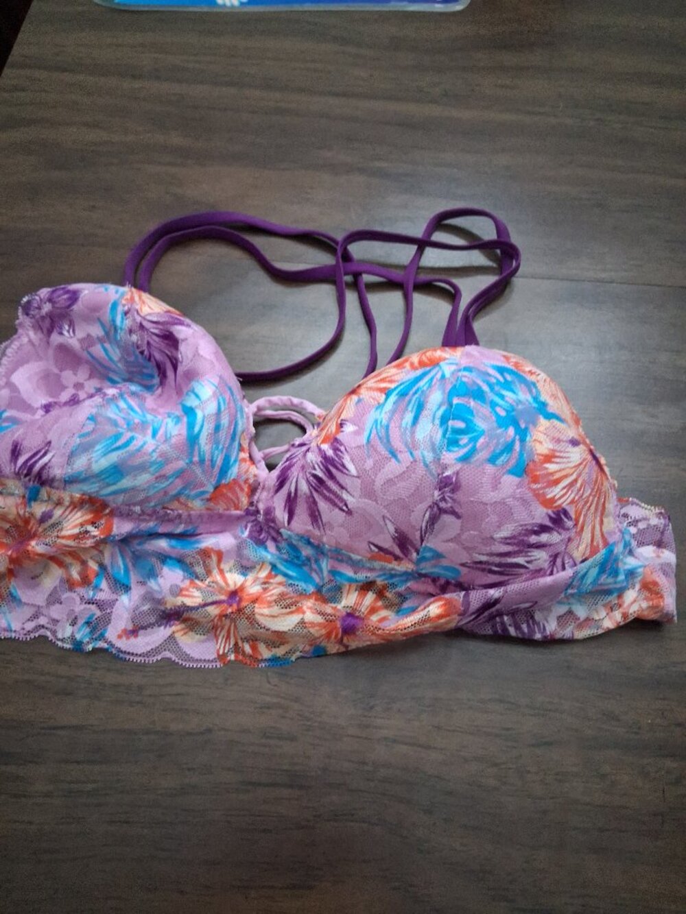 No Boundaries tropical bralette euc xxl purple